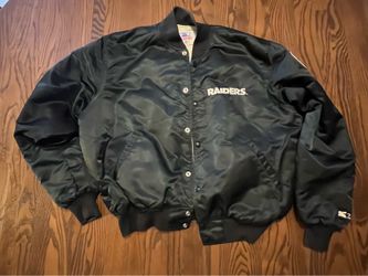 VINTAGE STARTER RAIDERS SATIN BOMBER JACKET SIZE XL
