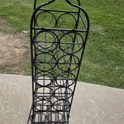 Mid Century Wrought Iron 10 Bottle Wine Rack 