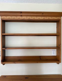 Ethan Allen solid wood wall shelf plate holder