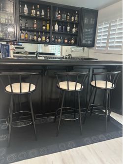 Set of 6 Black Swivel Bar Stools - Modern Kitchen Seating