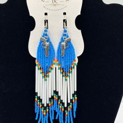 “Pop Off” — Beaded Fringe Earrings with Tiny Pistols