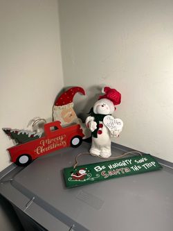 Christmas Decor Bundle Snowman Santa Truck Holiday Signs 3 Piece Set