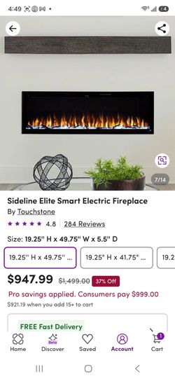 Touchstone Sideline Elite 50” Smart Electric Fireplace – Working