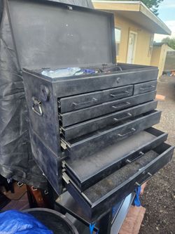 Black Metal Tool Chest with Drawers
