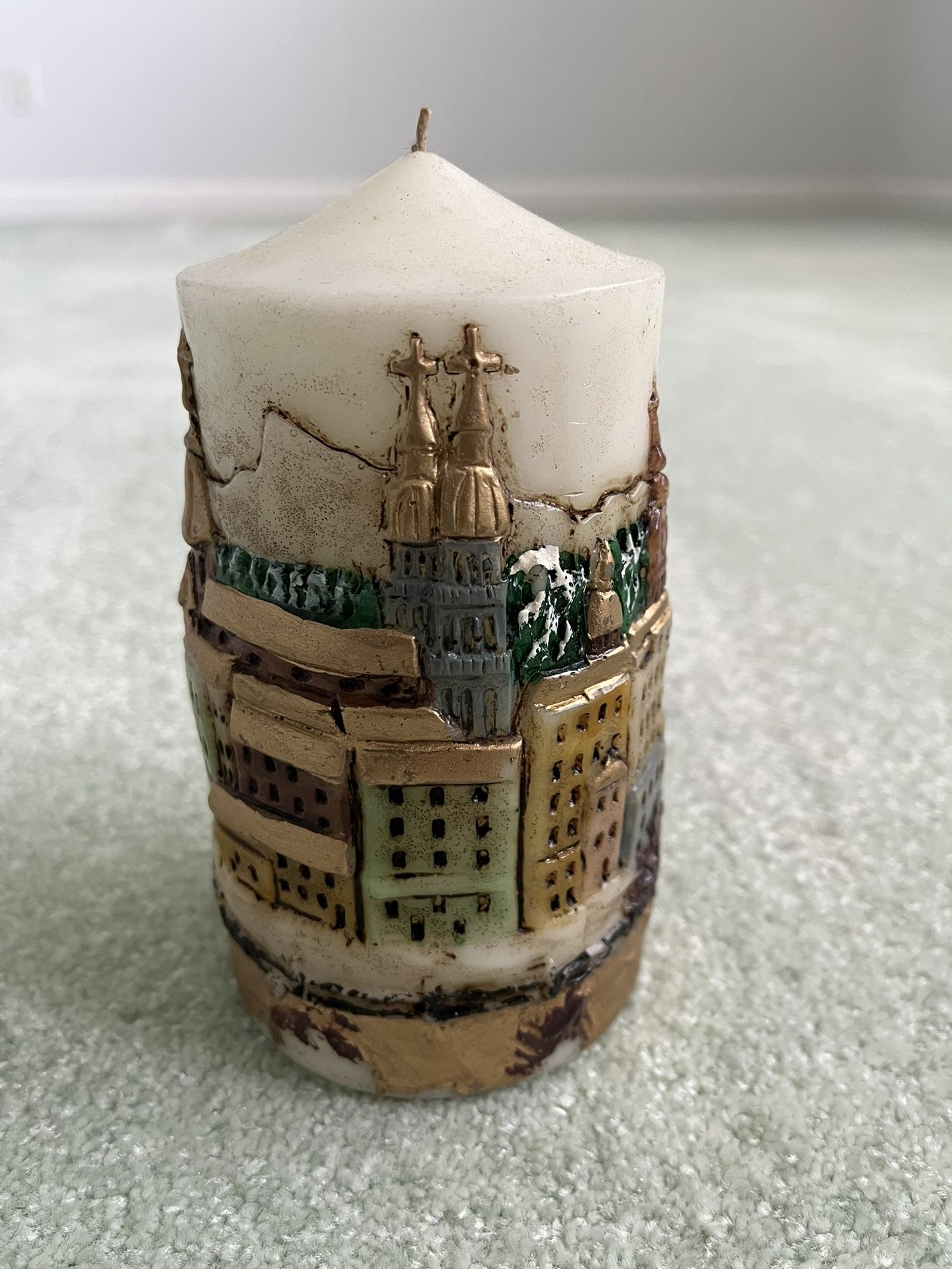 Vintage Emporer Carved Painted Pillar Candle, Salzburg, Austria Skyline