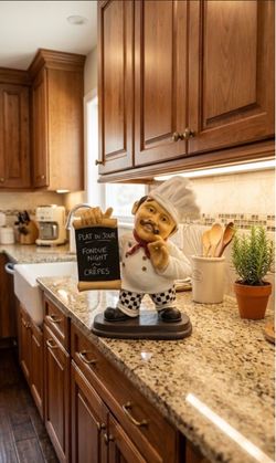 Vintage-Italian chef-Tall 20”H-plump-cute face -holding blank chalkboard-today’s special
