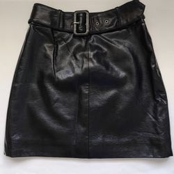 NINE WEST Women's Mini Skirt with Belt, Zipper Black, Size 4, NWT