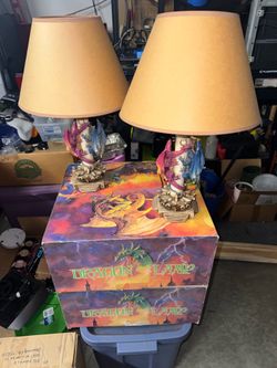 Pair of Custom Dragon lamps