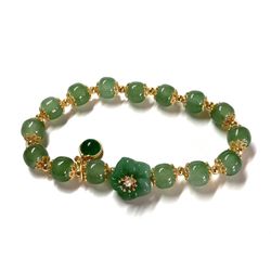 Gold Plated Jade Jadeite Bracelet Bead Beads Bangle 