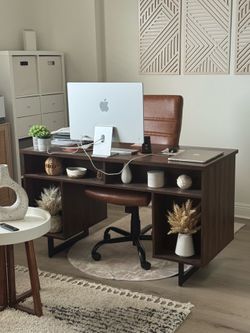 Executive Desk - Walnut Brown with storage