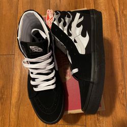 New Youth Boys Girls Vans Sz 6, 6.5 Shoes Metallic Flame