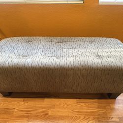 Beige Upholstered and Tufted Rectangular Ottoman 