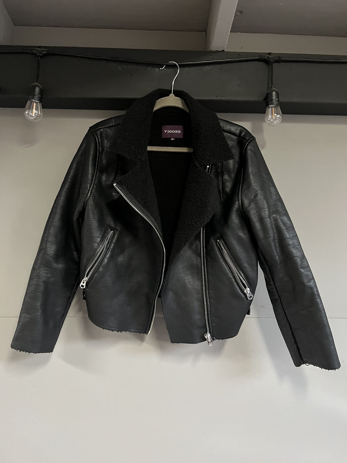 Sherpa Lined Leather Jacket