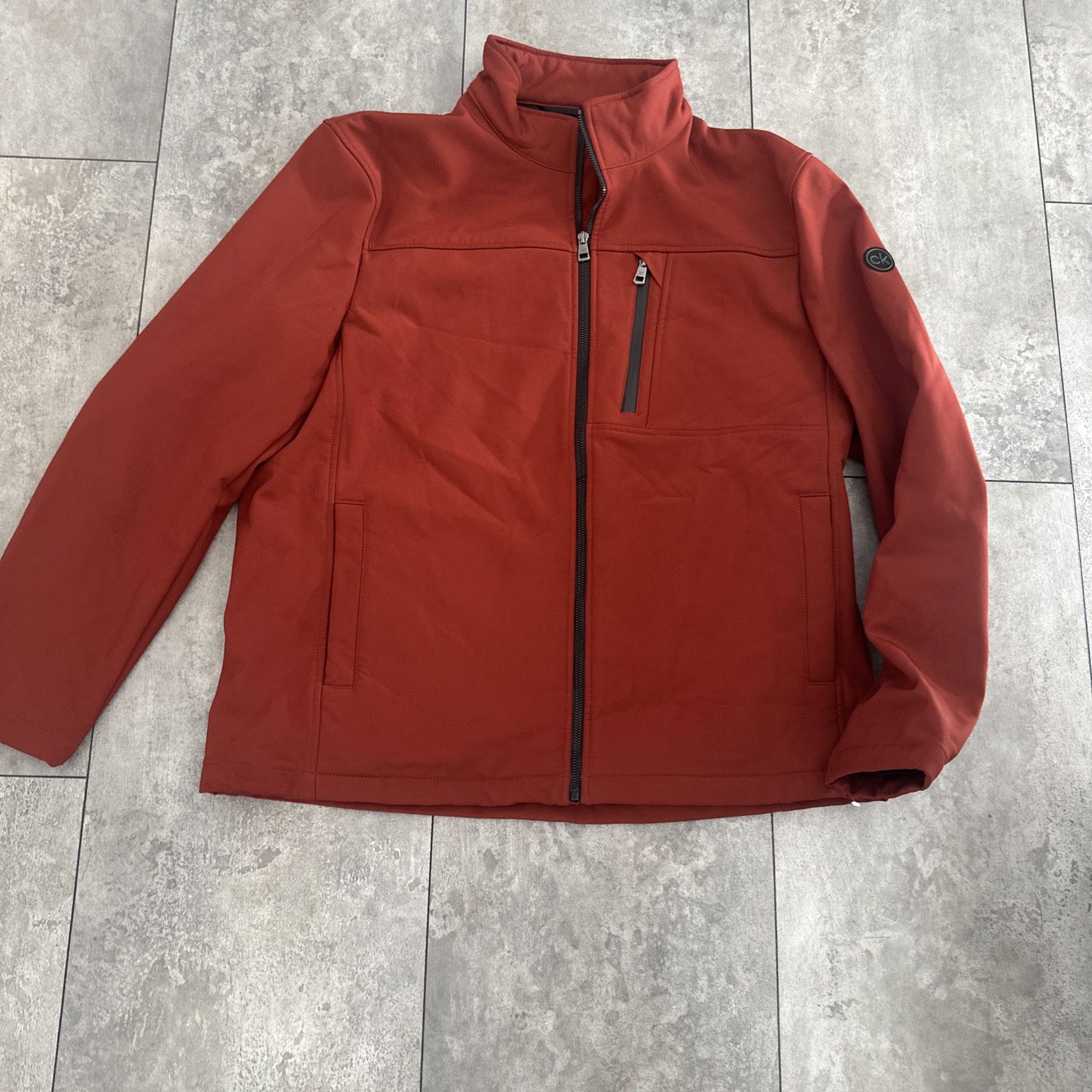 Calvin Klein Jacket Mens Maroon Soft Shell Water Resistant Breathable XL