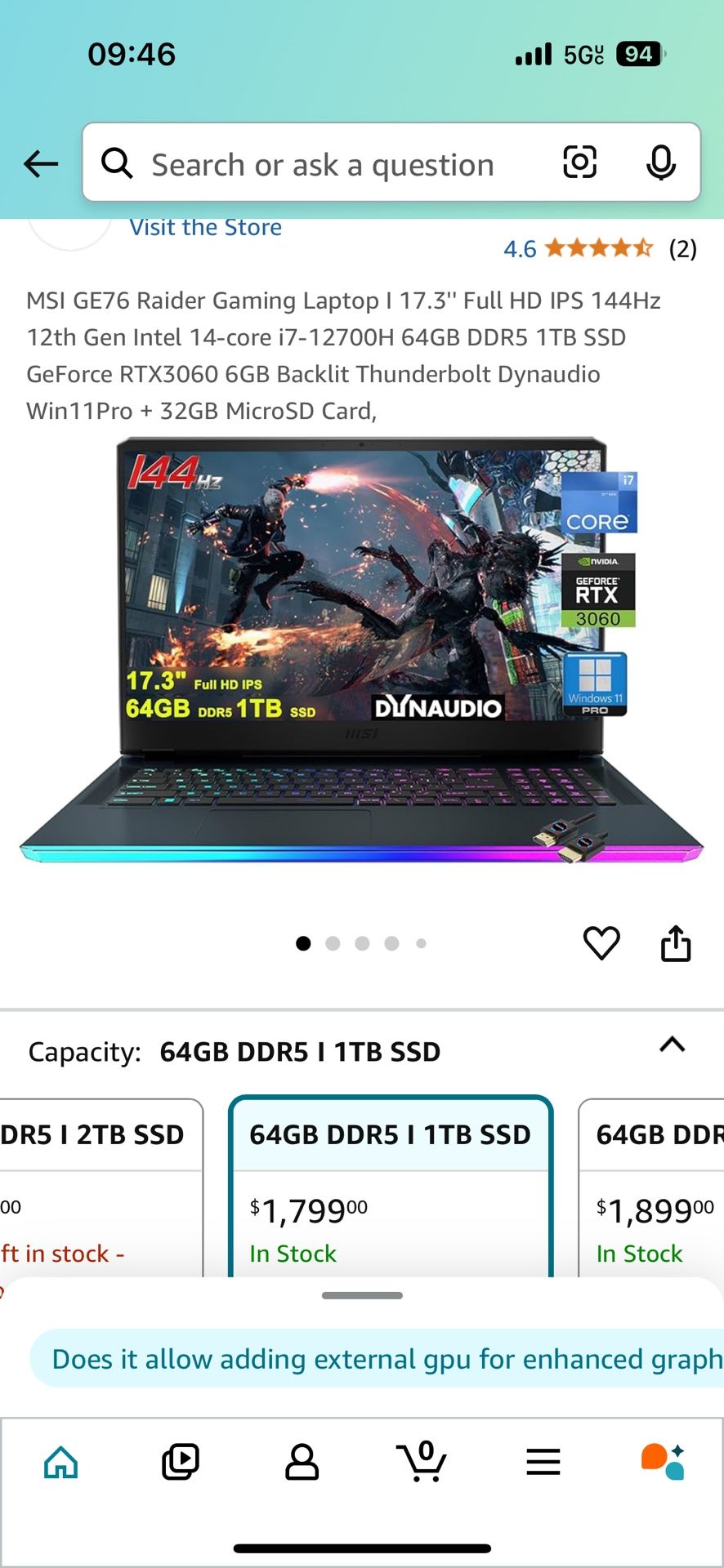 MSI Raider GE76 Gaming Laptop