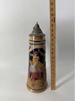 17” vintage German ceramic beer stein