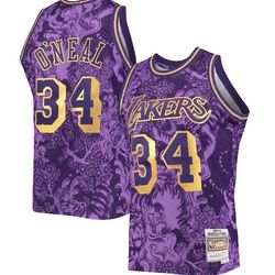 Los Angeles Lakers Shaq O'Neal Year Of Tiger Swingman Jersey Size XXL