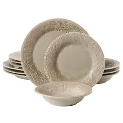 The Pioneer Woman Vintage Lace 12-Piece Ceramic Dinnerware Set