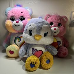 Care Bears  Friend Bear 15”  & Cozy Heart Penguin 13”