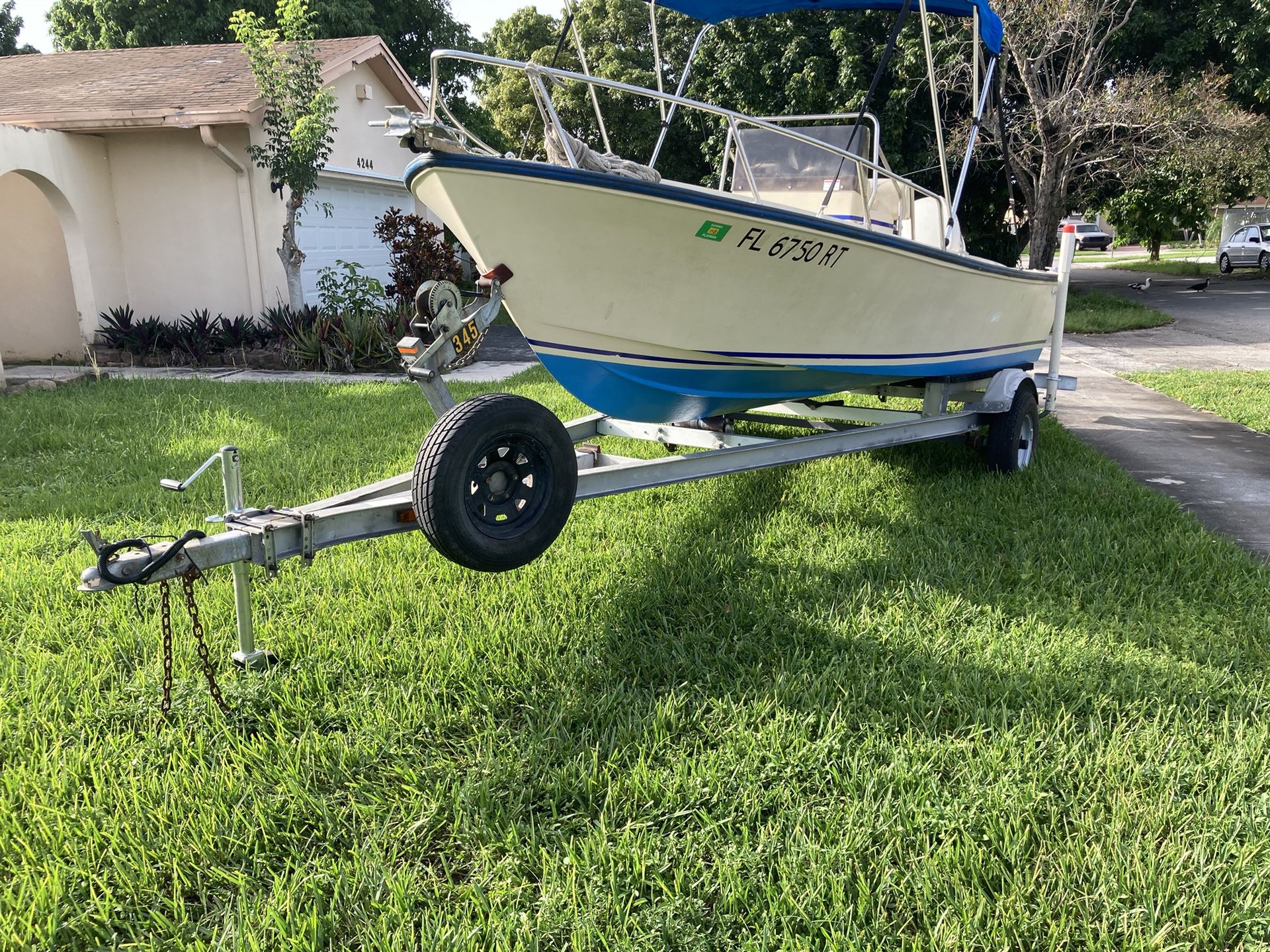 Aqua Sport 17’ With Johnson 90HP,27 Gallons Gas Tank,Aluminum Trailer With New Lights,Bimini Top, Ready To Fish Kendall West Area 