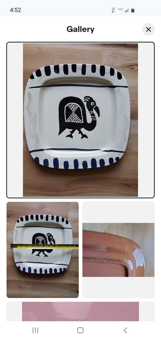 Italy Plate Serving Dish Tray Chop Primitive Bird Italian La Gioconda