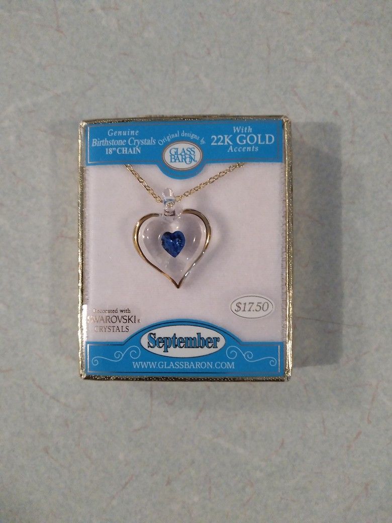 Glass Baron "September" Birthstone Heart Necklace
