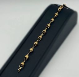 Jewelry 14k solid yellow beach style cap flip flops bracelet 7.75” 9.20grams 4.25mm
