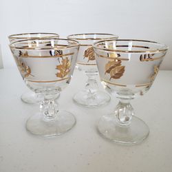 Set of 4 Vintage Frosted Stemware Glasses 