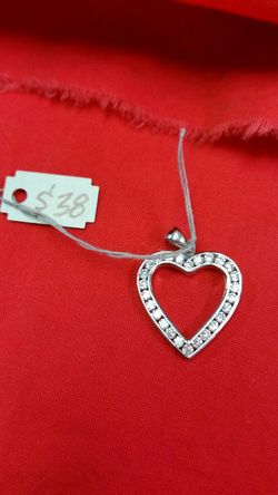 .925 sterling silver with CZ diamond heart pendant for $38 brand new