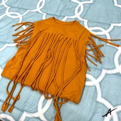 Custom Yellow Fringe Tank Top Tribal Style Festival Hippie Boho (S-XXL)