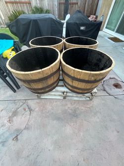 Wine/rum barrel planters Wine/rum barrel planters
