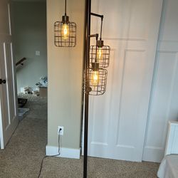 Industrial 3 Light Cage Floor Lamp 