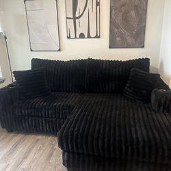Black Luxury Upholstered Sofa 