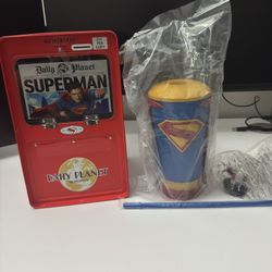 Superman Daily Planet Newspaper Box Popcorn Bucket and Cup w/ Krypto Topper AMC.