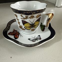 vintage CC&T Coffee & Tea set: Demitasse Butterfly Cups & Saucers, Set of 6
