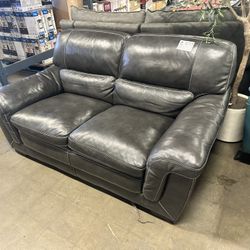 Leather Grey Loveseat, Sofa, Couch