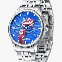 Men’s Watch, Themed Sports Culture Dial, –Stainless Steel Casual Wrist Watch for Men, Luminous Hands, Date Display, Water-Resistant Analog with Mixed-