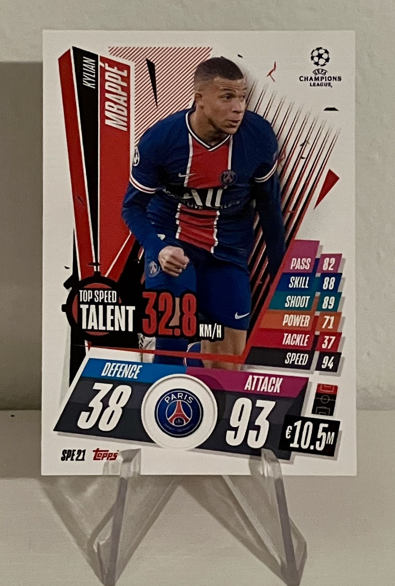 2020-21 Topps Match Attax UCL Extra KYLIAN MBAPPE Top Speed #SPE21 PSG
