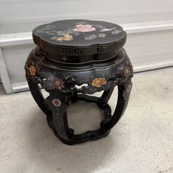 Chinese Plant Stand Lacquered Painted Pedestal Table 1920