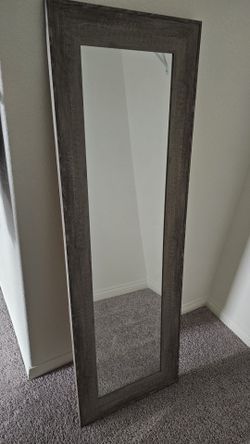 Full-Length Floor Mirror Gray Wood Frame