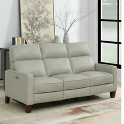 Leather Sofa Power Reclining W/ Power Headrest Tan Jackston