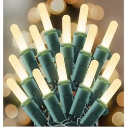 LED Christmas Lights Indoor Outdoor, 16.4 FT 50 LED Warm White String Lights Green Wire, Connectable Waterproof Christmas Tree Light Plug in for Xmas 