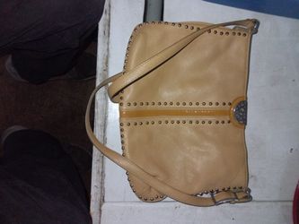 Brighten Camel Leather Hand Bag