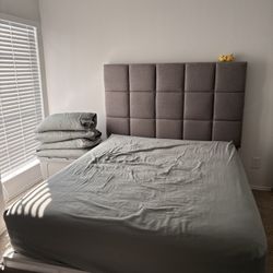 Mattress, Metal Box, And Bed Frame