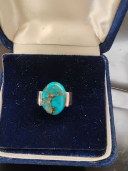 Contemporary Navajo Turquoise Sterling Silver Ring