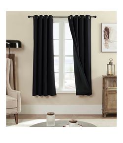 Rutterlow 100% Blackout 340 GSM Curtain Panels, (Black, 2 Panels, 52 x 63 inch)