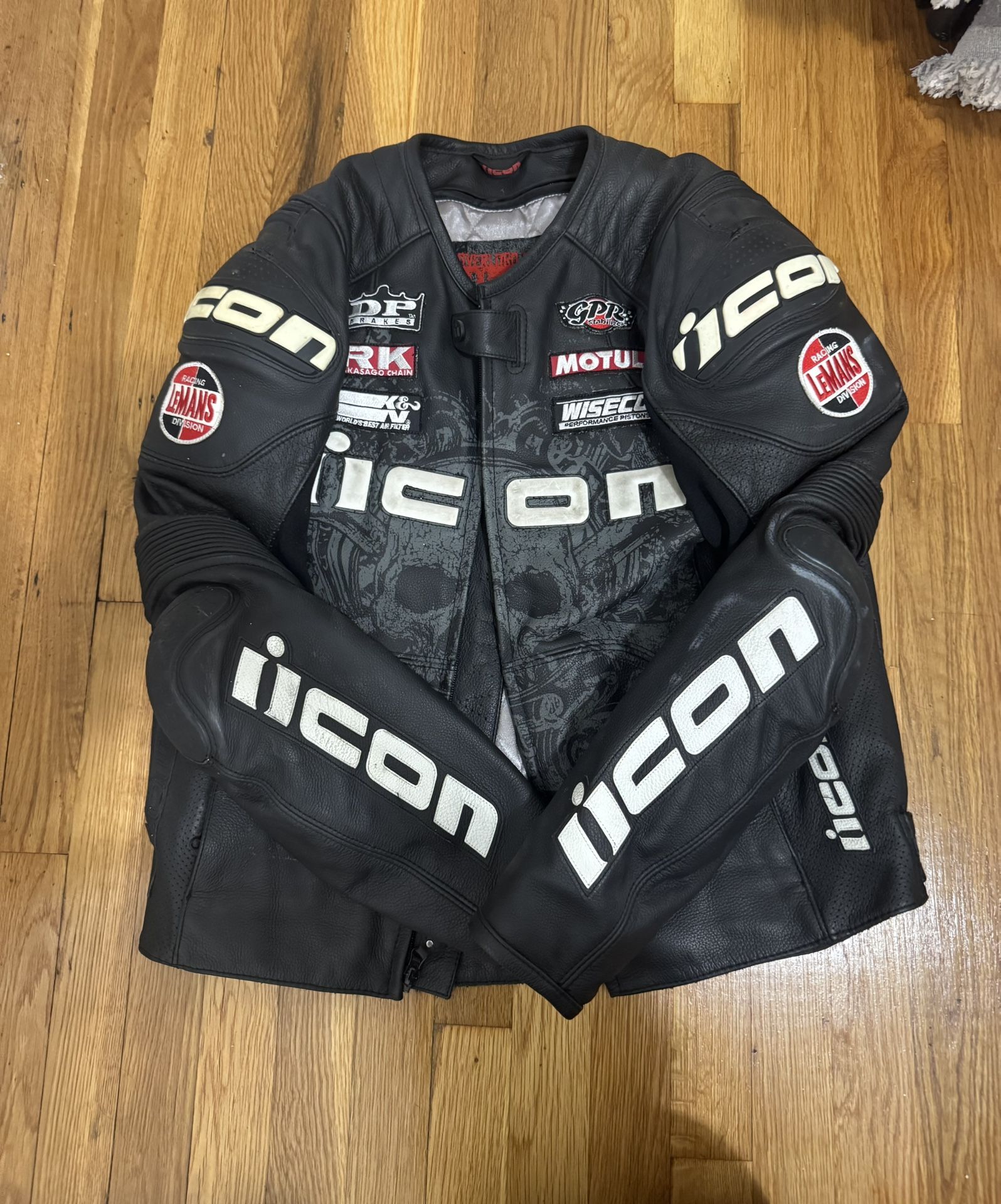 Icon Size XL Black Overlord Prime Hero Leather Jacket With lining & Hard Shell