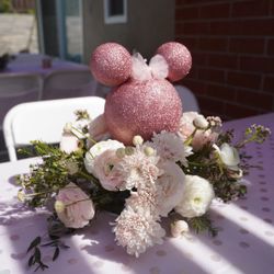 6 Minnie Mouse Centerpiece Glitter For Disney Birthday Party