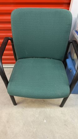 Commercial Office Waiting Room Chair w/ Arms Chromcraft USA Green Fabric