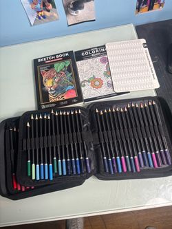 72 colored pencils new with sketchbook/coloring book / sharpener never used